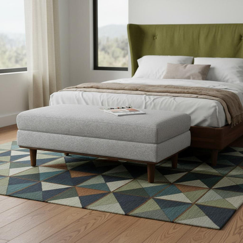 Mid-Century Fabric Cocktail Ottoman - Gray / Brown