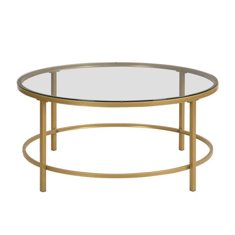 Glass Round Coffee Table - Gold And Clear