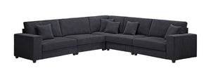 Oversized  Length117.2''*Width 117.2'' Modular Sectional Sofa Couches Set ,Corduroy Upholstered Deep Seat Comfy Sofa For Living Room,Dark Gray