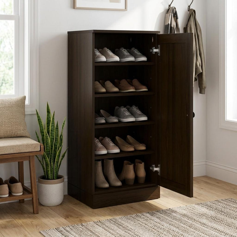 Ten Pair Solid Woodshoe Storage Cabinet (752124) - Espresso