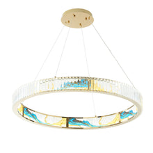 Load image into Gallery viewer, Geometric Crystal LED Chandelier - Gold / Clear / Blue
