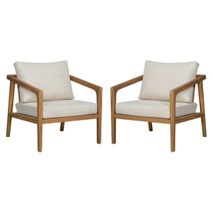 Westin - Outdoor Acacia Wood Club Chair (Set of 2) - Teak / Beige