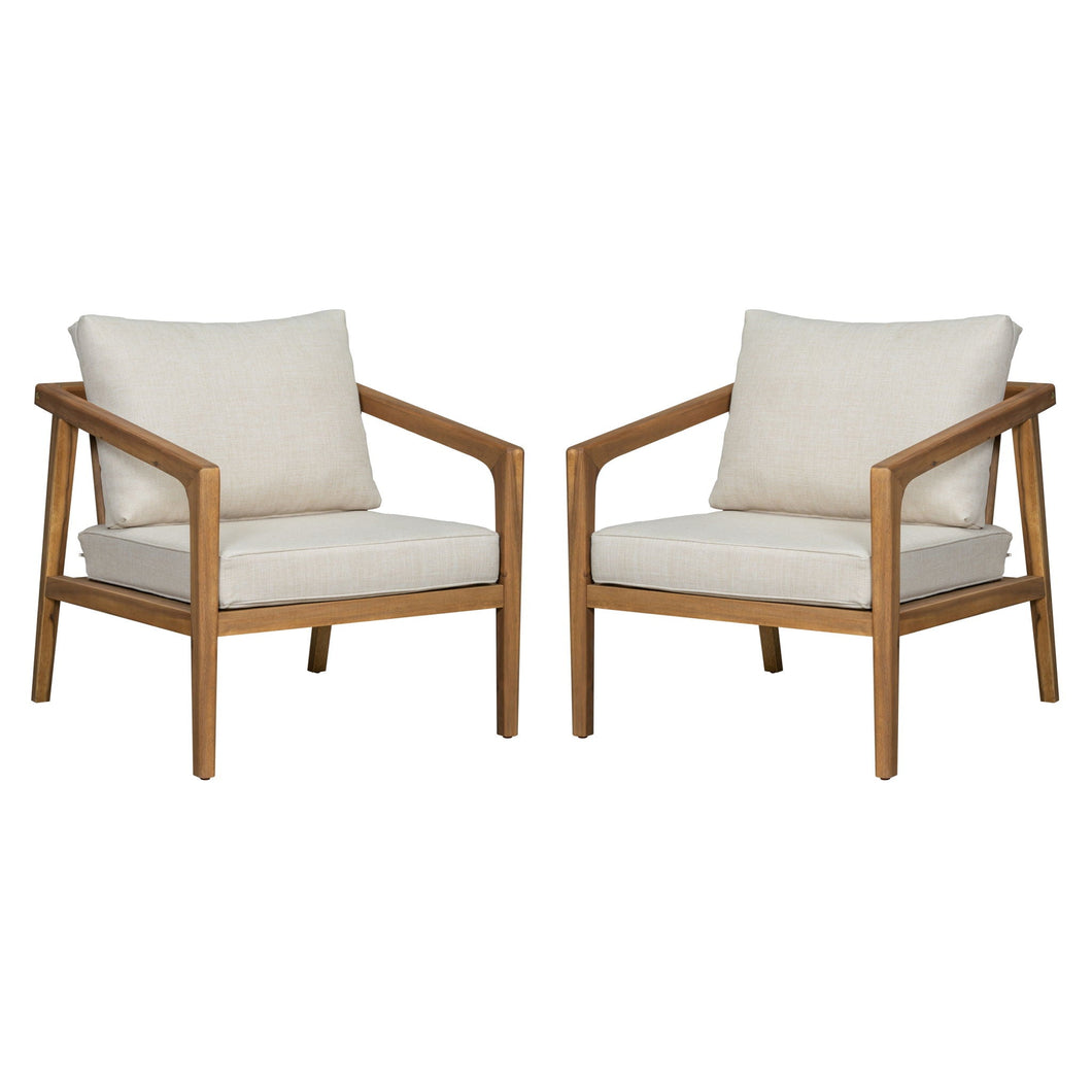 Westin - Outdoor Acacia Wood Club Chair (Set of 2) - Teak / Beige