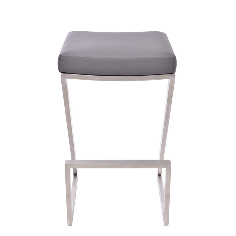 Iron Backless Counter Height Bar Chair - Gray / Silver