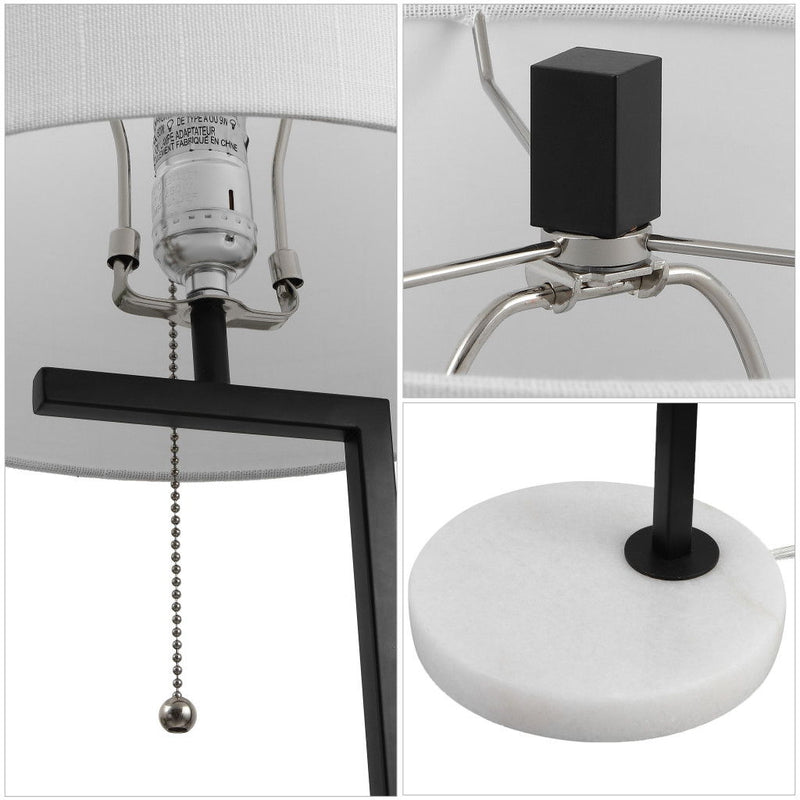 25" Novelty Table Lamp LED With Drum Shade - Black