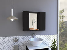 Load image into Gallery viewer, Wood Floating Double Door Bathroom Vanity Medicine Cabinet With Mirror - Black
