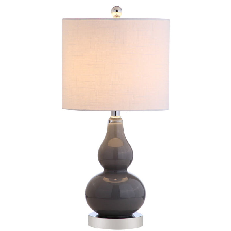 Gourd Table Lamp With Drum Shade - Gray