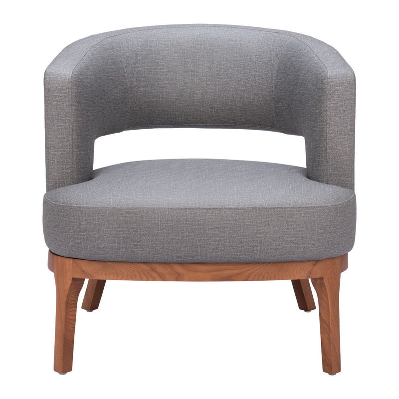 Faux Leather Arm Chair - Slate Gray And Brown