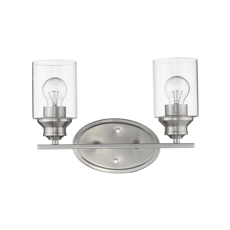 Two Light Wall Light With Clear Glass Shade - Silver