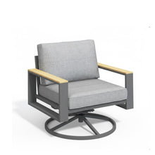 Load image into Gallery viewer, All Weather Swivel Patio Dining Chairs With Cushions - Gray
