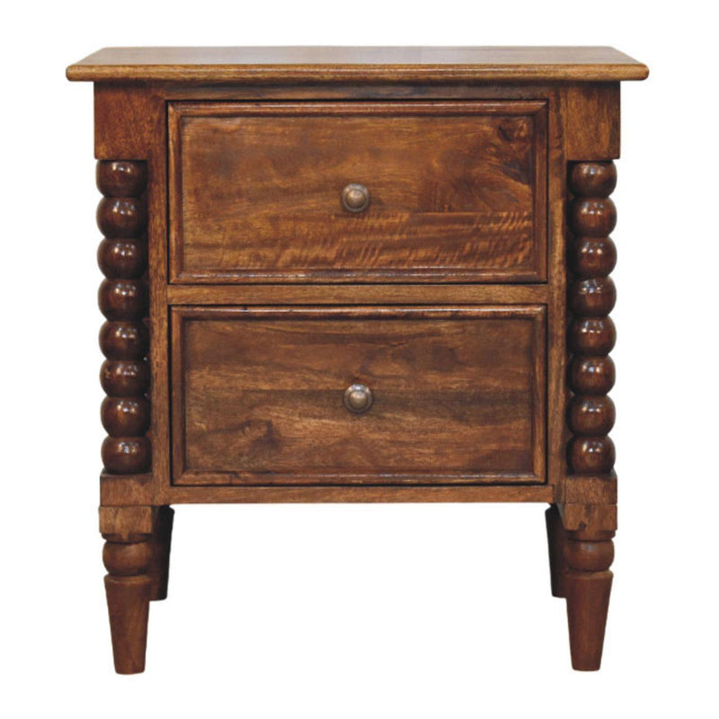 Solid Wood Spindle Two Drawer Nightstand (738441) - Brown