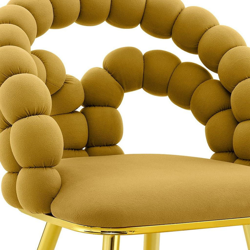 Velvet Metal Partially Open Back Dining Side Chairs (Set of 2) - Yellow / Gold