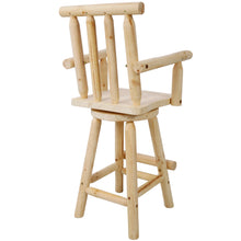 Load image into Gallery viewer, Rustic Bar Stool, Fir Wood Construction, Wide Armrest

