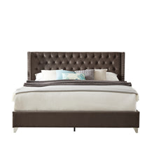 Load image into Gallery viewer, B100S King bed, Button designed Headboard,strong wooden slats + metal legs with Electroplate
