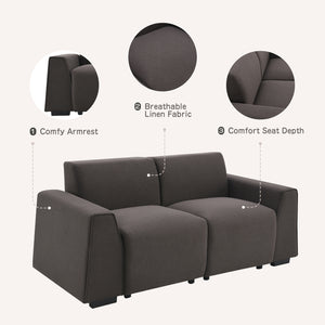 [VIDEO provided] [New] 71*35.5" Modern Linen Fabric Sofa,Stylish and Minimalist 2-3 Seat Couch,Easy to Install,Exquisite Loveseat with Wide Armrests for Living Room,Bedroom,Apartment,Office,2 Colors