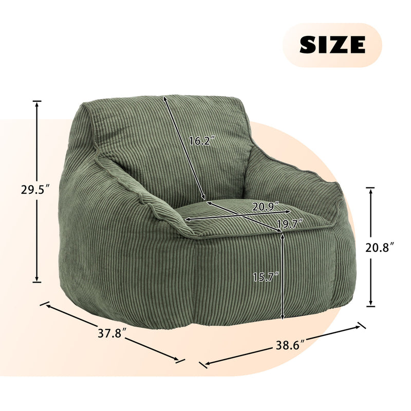 Comfy Bean Bag Chair With Filler, Fluffy And Cozy Seating