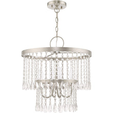 Load image into Gallery viewer, 20" Four Light Dimmable Chandelier With Shades - Nickel / Pearl Silver

