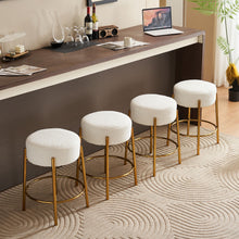 Load image into Gallery viewer, Round Bar Stools (Set of 2), Contemporary Upholstered Dining Stools For Kitchens, Coffee Shops And Bar Stores - Gold Legs
