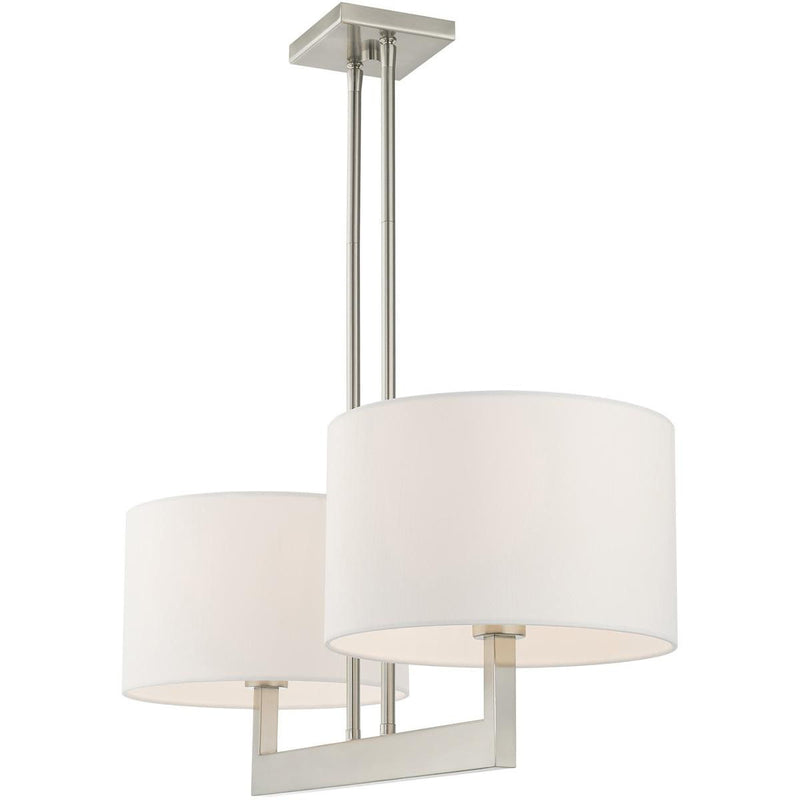 22" Two Light Dimmable Chandelier With Shades - Nickel