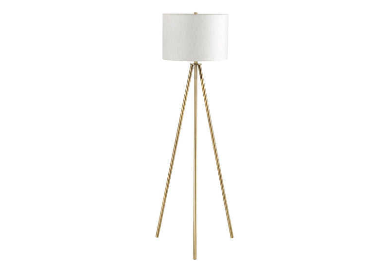 Floor Lamp With Cream Drum Shade - Matte Gold