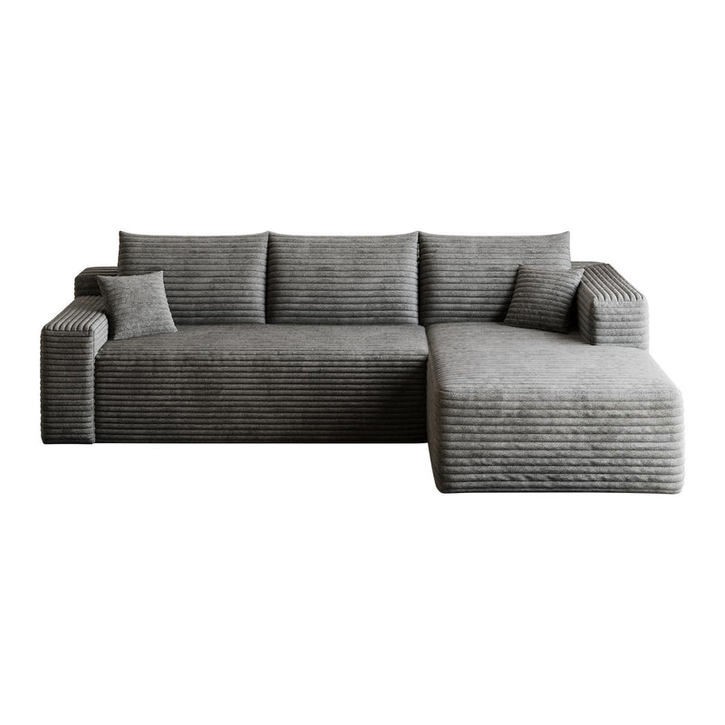 Corduroy Modular L Shaped Sofa And Chaise Sectional (762624) - Gray