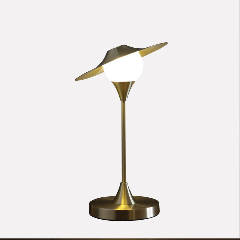 Globe LED Table Lamp With Gold Novelty Shade - Gold