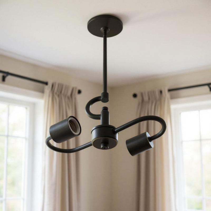 Bulb Two Light Metal Chandelier - Bronze