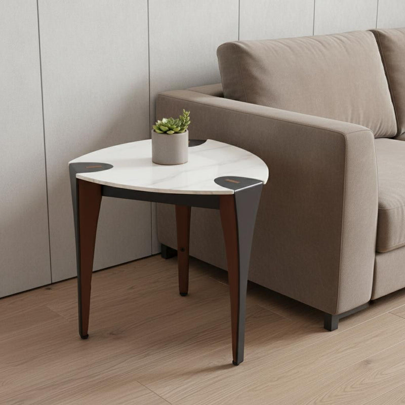 Faux Marble End Table - White