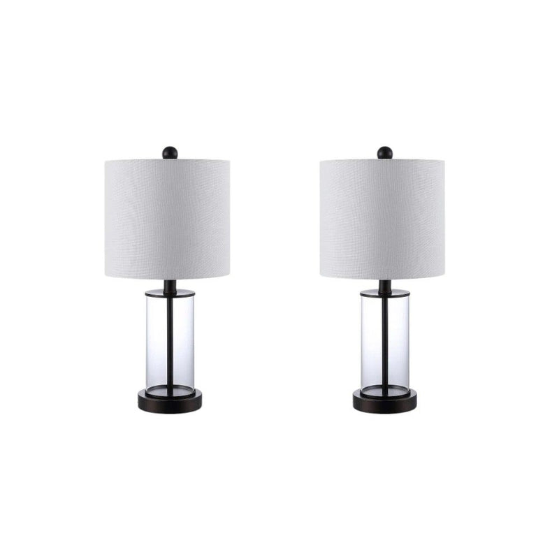 USB Table Lamps With Drum Shades (Set of 2) - Antiqued Bronze