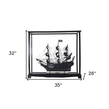 Load image into Gallery viewer, Hand Painted Pirate Medium Display Case Model Boat - Black / Pearl
