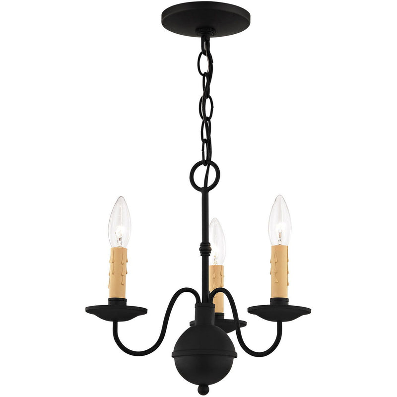 Three Light Dimmable Chandelier With Shades - Black