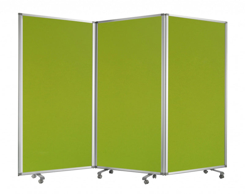 Iron Folding Three Panel Screen Room Divider - Green