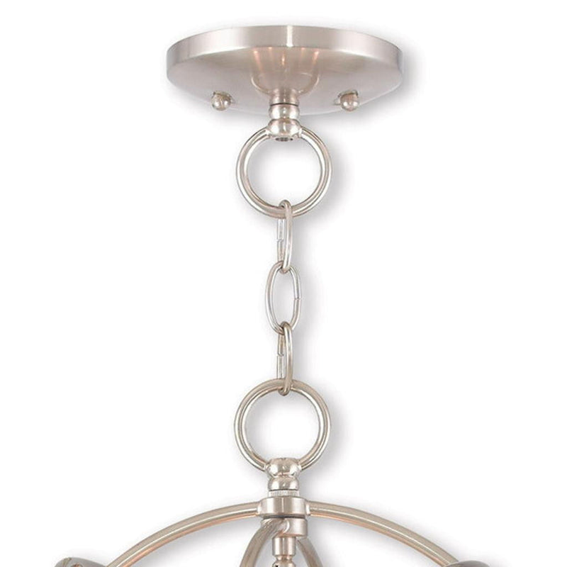 14" Three-Light Dimmable Chandelier With Shades - Nickel