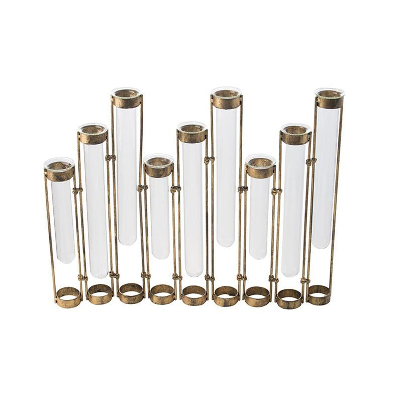 Enameled Nine Bloom Table Vase - Bronze / Clear