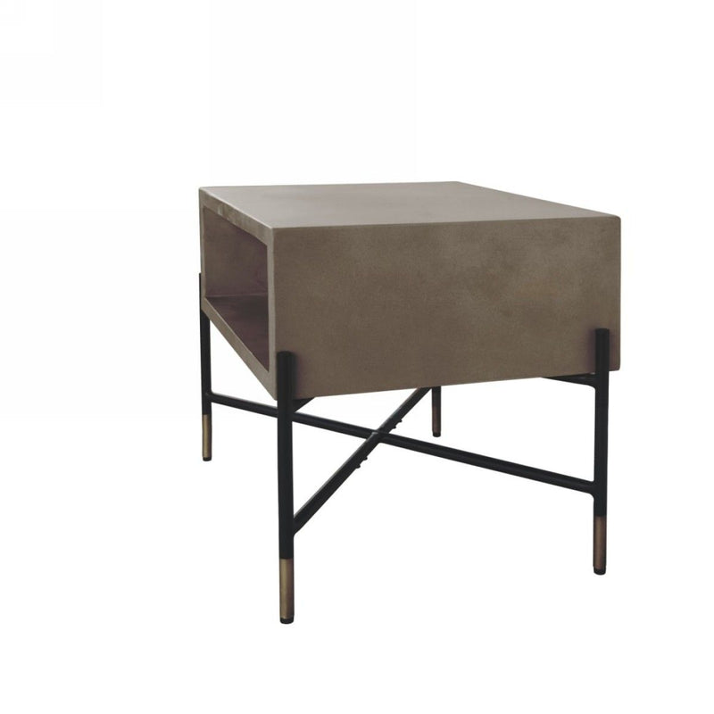 Modern Concrete Metal Coffee Table - Gray And Black