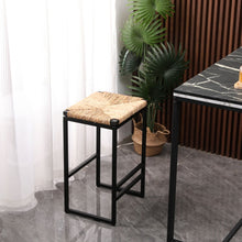Load image into Gallery viewer, 25&quot; Height Backless Water Hyacinth Woven Bar Stools With Footrest (Set of 2) - Natural
