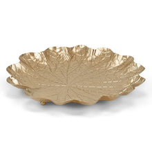 Load image into Gallery viewer, 12" Metal Handmade Leaf Trinket Tray - Gold
