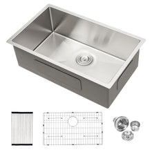 Load image into Gallery viewer, Modern Undermount Stainless Steel Kitchen Sink 16 Gauge, Deep Single Bowl
