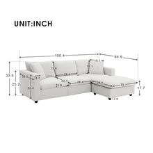 Load image into Gallery viewer, [VIDEO provided] [New] 100.4*64.6&quot; Modern Sectional Sofa,L-shaped Couch Set with 2 Free pillows,4-seat Polyester Fabric Couch Set with Convertible Ottoman for Living Room, Apartment, Office,4 Colors
