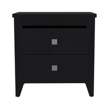 Load image into Gallery viewer, 24" Two Drawer Faux Wood Nightstand - Black
