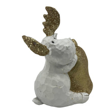 Load image into Gallery viewer, Poly Moose Christmas Figurine - White / Gold
