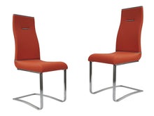 Load image into Gallery viewer, Upholstered Faux Leather Dining Side Chairs (Set of 2) - Orange
