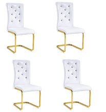 Load image into Gallery viewer, Faux Leather Metal Dining Side Chairs (Set of 4) - White / Gold
