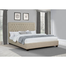Load image into Gallery viewer, Upholstered California King Bed With Tufted Headboard And Birch Legs - Oatmeal
