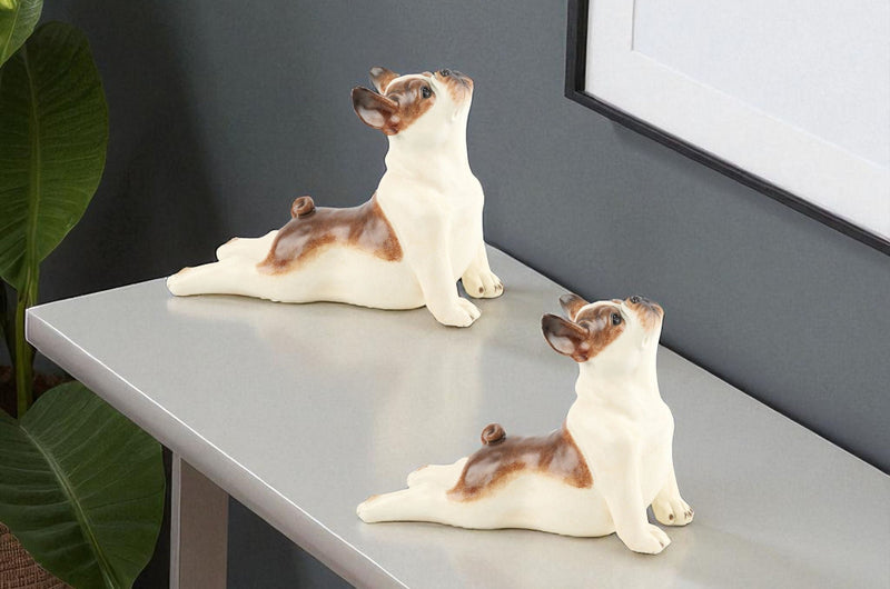 Poly Dog Tabletop Sculpture (Set of 2) - White / Brown