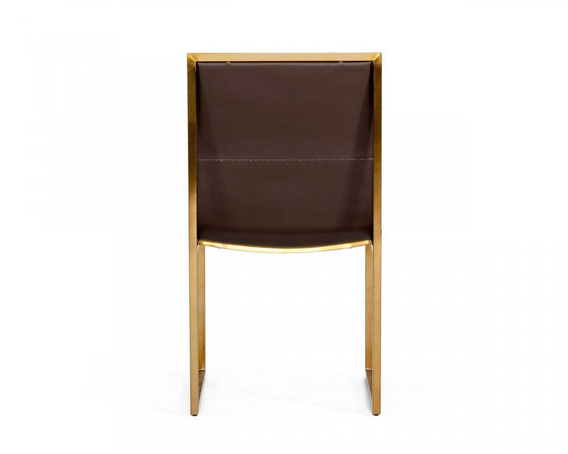 Upholstered Faux Leather Dining Chairs (Set of 2) - Brown