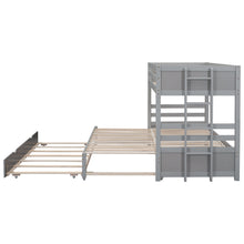 Load image into Gallery viewer, Twin over Pull-out Bunk Bed with Trundle, Gray
