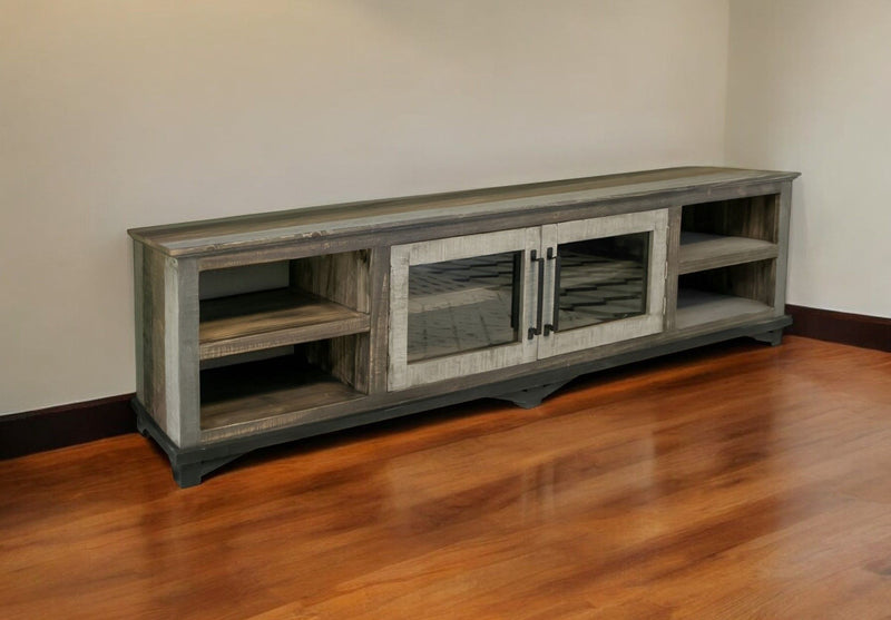 Cabinet Enclosed Storage, Distressed TV Stand Wooden - Brown