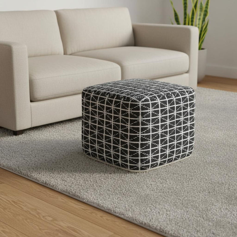 18" Cotton Pouf Ottoman - Gray