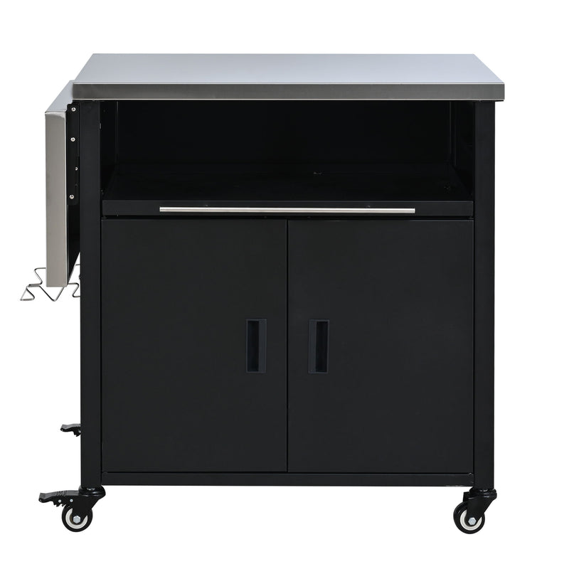 Foldable Outdoor Prep Station BBQ Cart With Trash Rack